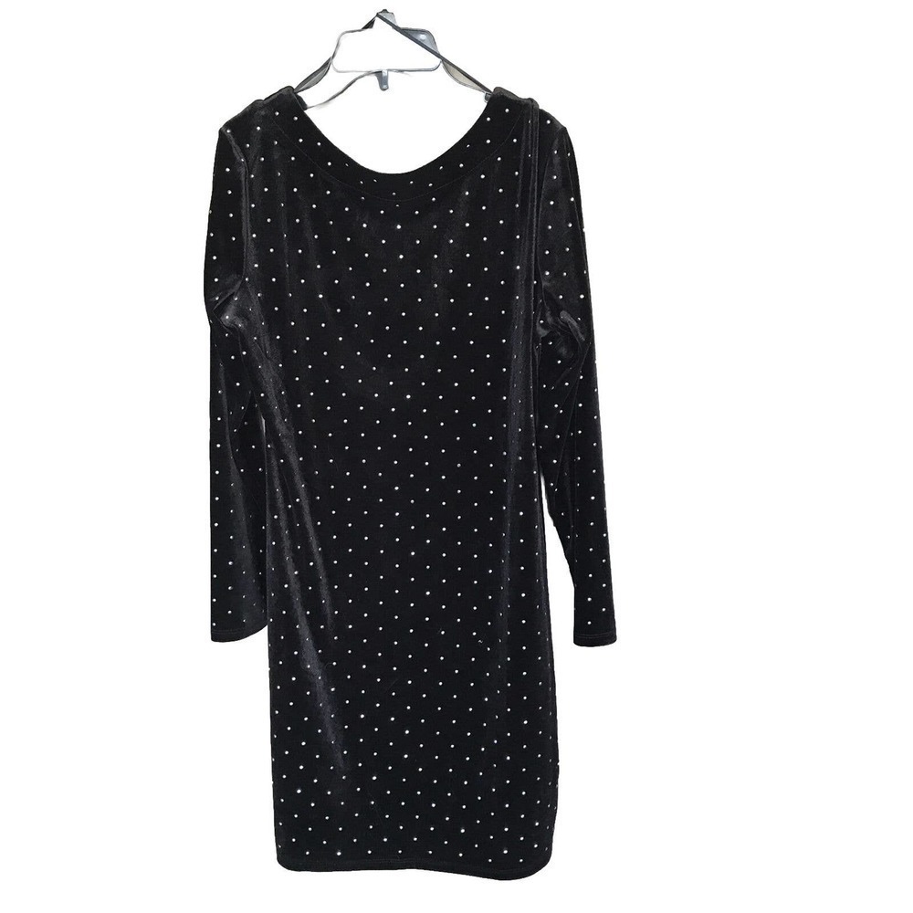 Sexy Subtle H&M Scoop Back Sheath Dress SzL Blk Velvet/Sparkles NWOT